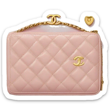 Pastel pink Chanel wallet with gold logo sticker