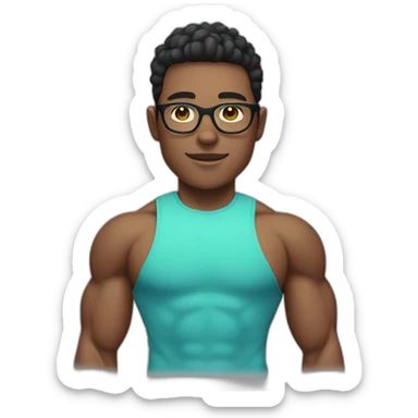 Gym boy with clear skin and spectacles without beard and moustache Having square shaped spectacles sticker