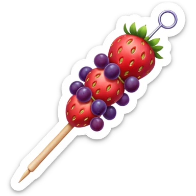 Strawberry and grape on a skewer in the pattern of singular strawberry singular grape singular strawberry singular grape sticker