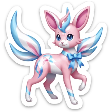 Shiny Aurorus-Sylveon-Fakémon-hybrid-creature (full body)  sticker