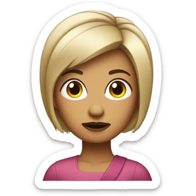 Woman with a short, asymmetrical ‘Karen’ hairstyle with the hair styled in a voluminous, side-swept bob, giving an annoyed expression and arms crossed. sticker