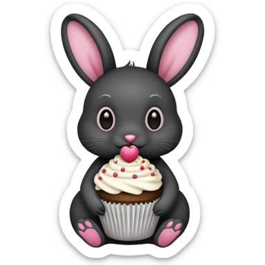 black Rabbit with cupcake sticker