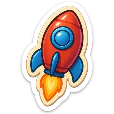 single rocket symbol, cartoon style sticker, simple and clear, no text sticker