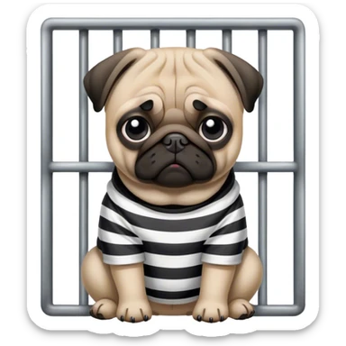 pug in jail sticker