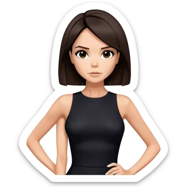 Victoria Beckham with dark brown hair in a short bob cut wearing a short black bodycon dress sticker