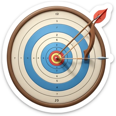 the recursive bow with an arrow drawn back, aimed at a target with concentric rings. The background suggests a calm, outdoor archery range, emphasizing the precision, focus, and skill required in archery as a competitive sport. sticker