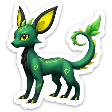 Dark Edgy Salandit-Leafeon-Umbreon-Fakémon-hybrid-creature (full body)  sticker
