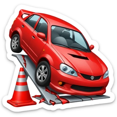 car crashed to a trafic barrier sticker