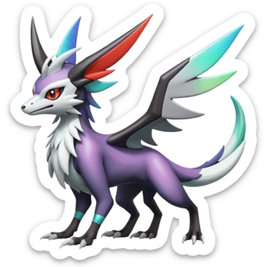 Shiny Noivern-Mightyena-Silvally-Fakémon-hybrid-creature (full body)  sticker