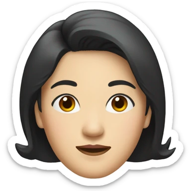 middle aged asian woman with suit black hair sticker
