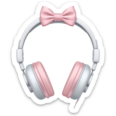 White Headphones With Pastel Pink Bow sticker