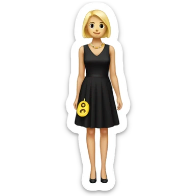 a black dress and a measuring tape  sticker