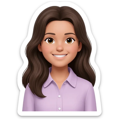 french white happy long haired brunette girl  sticker