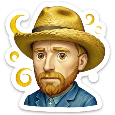 cinematic-realistic-vincent-van-gogh-pop-culture-emoji,-featuring-an-expressive-portrayal-inspired-by-the-legendary-painter-rendered-with-dynamic,-swirling-textures-and-artistic-lighting. sticker