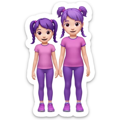 Boo from Monsters Inc, young girl with pigtails, pink t-shirt, purple leggings, smiling, full body sticker