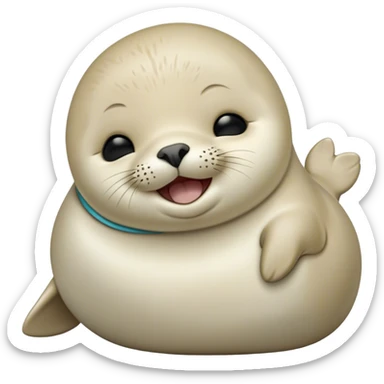 Cinematic Cute Yawning Baby Seal Portrait Emoji, Head tilted slightly with a dramatic, wide-open yawn, showcasing a chubby, tender body with half-closed, drowsy eyes and a relaxed, slightly open mouth, Simplified yet irresistibly adorable features, highly detailed, glowing with a soft, cozy arctic glow, high shine, relaxed yet expressive, stylized with a dash of playful polar charm, soft glowing outline, capturing the essence of a drowsy yet affectionate baby seal that appears ready to stretch and yawn its way out of the screen! sticker