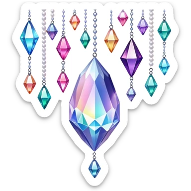 Iridescent big giant glistening glossy sparkly shiny glittery hanging crystals pearls and beads and gemstones decorations sticker