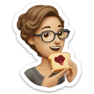 25year old brunette with black glasses making a peanutbutter and jelly sandwich sticker