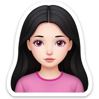 Clean girl long and black Hair an pink cheeks sticker