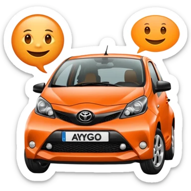 Make an emoji of an orange Toyota aygo that says “when I grow up I want to be a ŠKODA” sticker