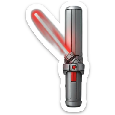 A lightsaber with a red beam sticker