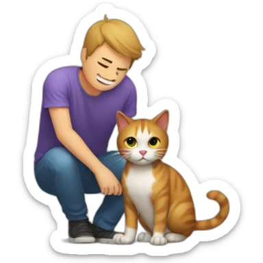 Cat near injured man sticker