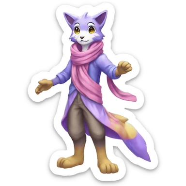 Shiny Anthro Sona Fakemon Nebula with a scarf Full Body sticker