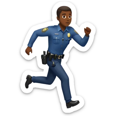 Black man running away from white police sticker