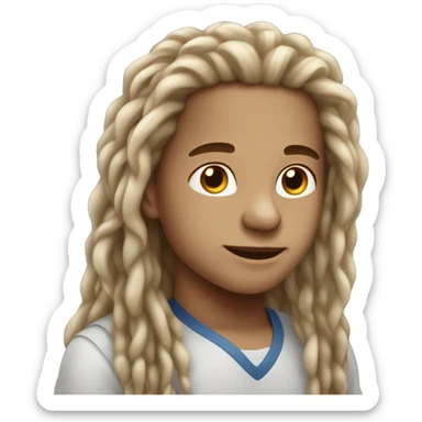 portrait of a light skinned boy looking with longs locs sticker