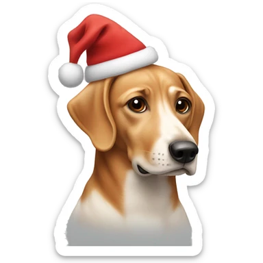 Weener dog wearing Christmas hat sticker
