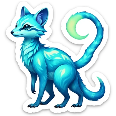 Exotic futuristic bioluminescent translucent transparent lush warm-colored neon-glowing iridescent Fakémon-Fionbri-Vernid-Sergal-Genet-creature (full body) sticker