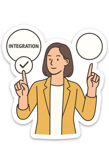 Donna che sta scegliendo integrazione sticker