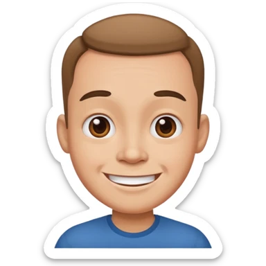 Funny caricature style cartoon, big head, happy face sticker