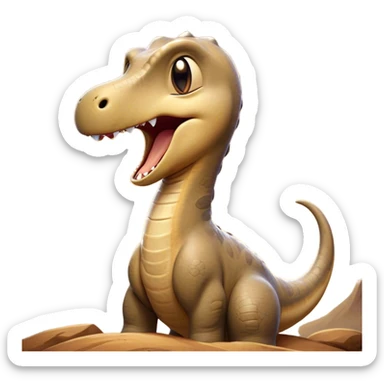 Cinematic Cute Yawning Brachiosaurus Portrait Emoji, Head tilted slightly with a dramatic, wide-open yawn, showcasing a gently drooping long neck and a small head with sleepy, half-closed eyes, set against a massive, textured body in warm earth tones, Simplified yet irresistibly adorable features, highly detailed, glowing with a soft, cozy golden glow, high shine, relaxed yet expressive, stylized with a dash of whimsical ancient charm, soft glowing outline, capturing the essence of a drowsy yet affectionate Brachiosaurus that appears ready to stretch and yawn its way out of the screen! sticker