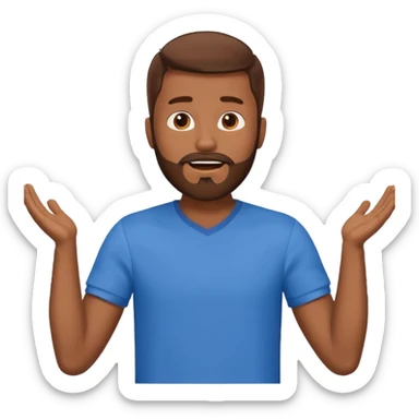 A man with brown hair and beard with his arms open wide waiting for a hug sticker