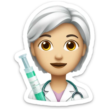 woman doctor with a syringe  sticker