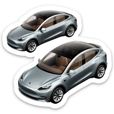 A Tesla Model Y parallel parking in front of a store, from above sticker