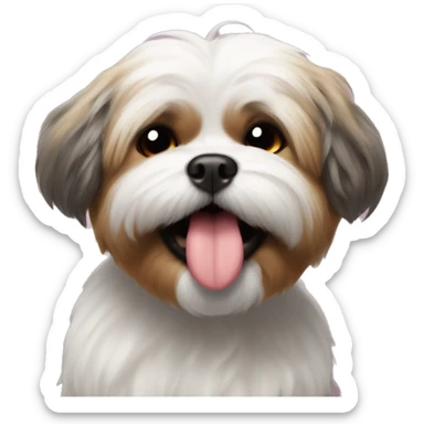 Shitzu with tongue sticking out mouth closed sticker