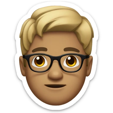 young, with transparent square glasses, black hair combed to the side, a little wavy, a mole on his cheek, light brown skin, black eyes, a thin face and medium-sized ears. sticker