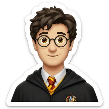 Harry potter with hogwarts behind him sticker