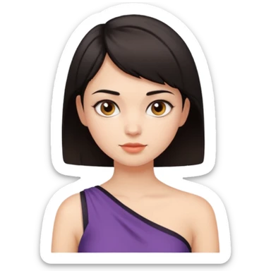 A girl with a short dark hair wearing a up shoulder top sticker
