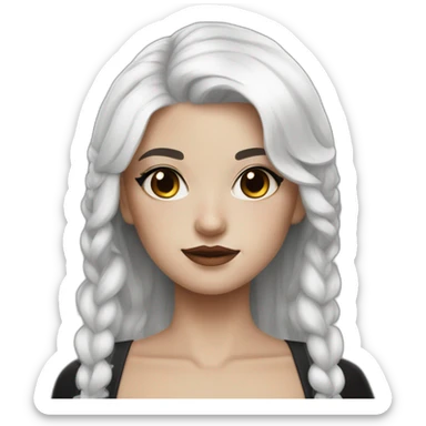 white hair girl with black gothic dress brown eyes with freckles sticker