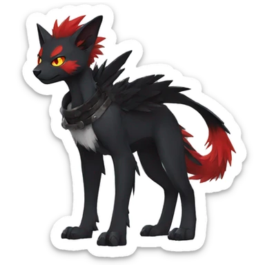 cool edgy black punk red animal hybrid Fakemon full body sticker