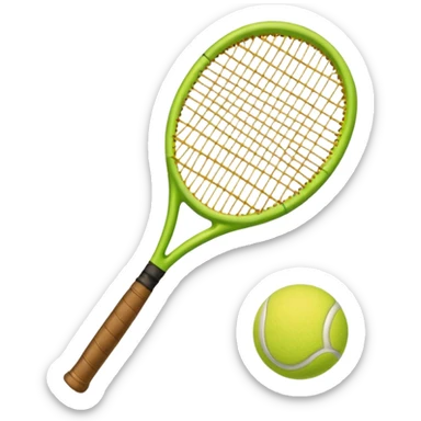Tennis racket with a green tennis ball sticker