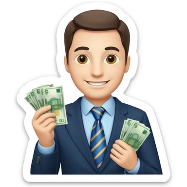 AN UNCLE with a tie in business clothes and with euro money
 sticker