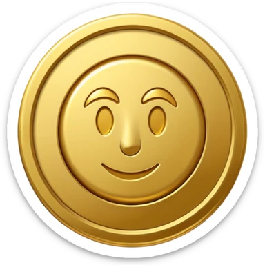 A modern cartoon-style emoji of a stylized money coin combined with a subtle play button icon, clean lines, bold shape, freeform, optimized for social media video sticker