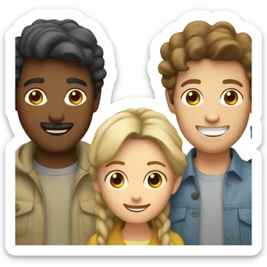 Four foreigners together happy sticker