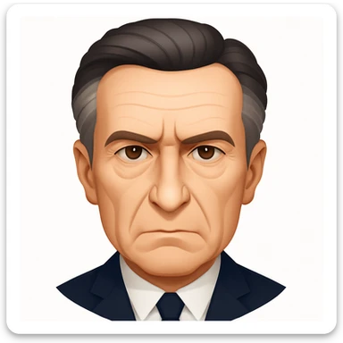 Remove the glasses from the emoji headshot of Maurice Merleau-Ponty, keep the serious expression, emoji style sticker