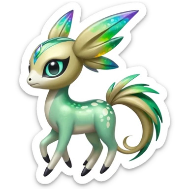 Colorful Shiny Edgy Cool Badass Painted Splashed Exotic Meloetta-Palkia-Virizion-Fakémon-creature-hybrid sticker