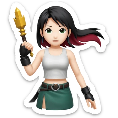 j'aimerai des emotes en lien avec tifa de final fantasy 7 en mode fantaisie mignon qui est joyeux  sticker